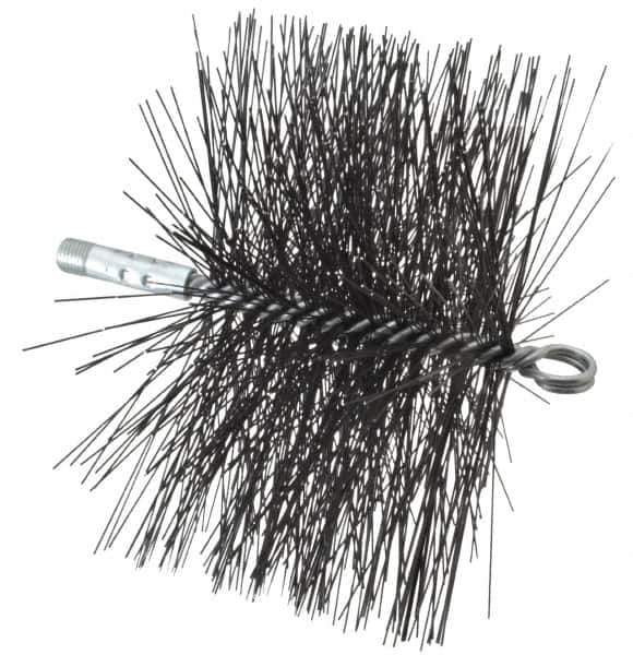Schaefer Brush - 4-1/2" Brush Length, 8" Diam, Double Stem, Double Spiral Tube Brush - 7-1/2" Long, Tempered Steel Wire, 1/4" NPT Male Connection - Exact Tool & Supply