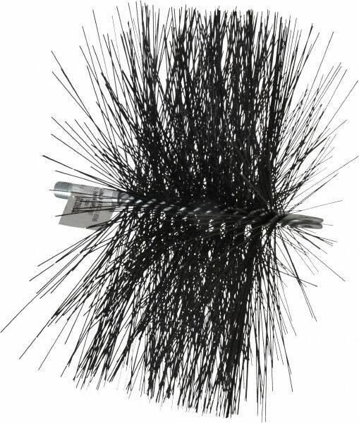 Schaefer Brush - 4-1/2" Brush Length, 11" Diam, Double Stem, Double Spiral Tube Brush - 7-1/2" Long, Tempered Steel Wire, 1/4" NPT Male Connection - Exact Tool & Supply