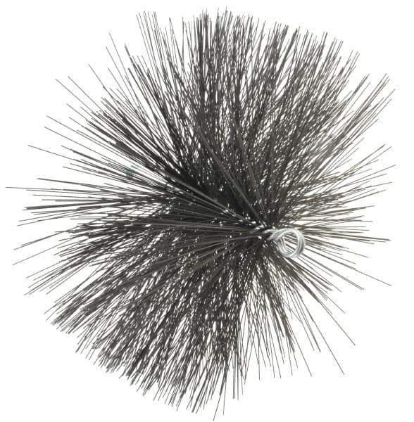 Schaefer Brush - 4-1/2" Brush Length, 12" Diam, Double Stem, Double Spiral Tube Brush - 7-1/2" Long, Tempered Steel Wire, 1/4" NPT Male Connection - Exact Tool & Supply