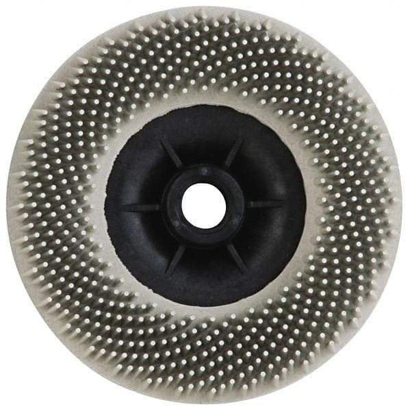3M - 4-1/2" 120 Grit Ceramic Straight Disc Brush - Fine Grade, Threaded Hole Connector, 3/4" Trim Length, 5/8-11 Threaded Arbor Hole - Exact Tool & Supply