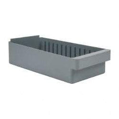 Quantum Storage - 28 Lb. Load Capacity, 17-5/8" Deep, Gray High-Impact Polystyrene Drawer Bin - 4-5/8" High x 8-3/8" Wide x 17-5/8" Long - Exact Tool & Supply