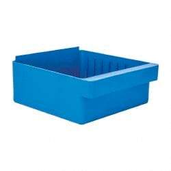 Quantum Storage - 28 Lb. Load Capacity, 11-5/8" Deep, Blue High-Impact Polystyrene Drawer Bin - 4-5/8" High x 11-1/8" Wide x 11-5/8" Long - Exact Tool & Supply