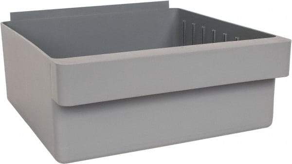 Quantum Storage - 28 Lb. Load Capacity, 11-5/8" Deep, Gray High-Impact Polystyrene Drawer Bin - 4-5/8" High x 11-1/8" Wide x 11-5/8" Long - Exact Tool & Supply