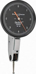 TESA Brown & Sharpe - 0.008 Inch Range, 0 Inch Dial Graduation, Horizontal Dial Test Indicator - 1-1/2 Inch Black Dial, 0-4-0 Dial Reading - Exact Tool & Supply
