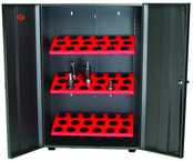 Wall Tree Locker - Holds 10 Pcs. 50 Taper - Textured Black with Red Shelves - Exact Tool & Supply