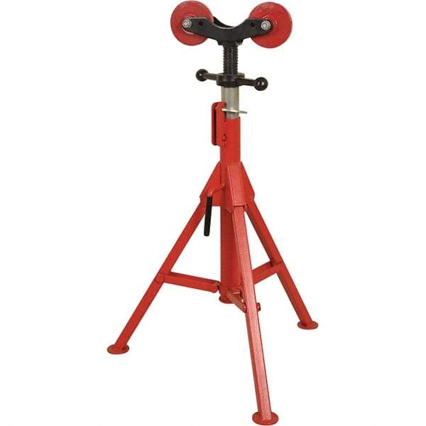 Rothenberger - 1/2" to 16" Pipe Capacity, Folding Pipe Stand with 2 Roller Head - 27" to 50" High, 2,500 Lb Capacity - Exact Tool & Supply
