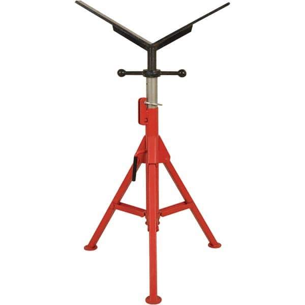 Rothenberger - 1/2" to 16" Pipe Capacity, Portable Folding Vee-Head Stand - 27" to 50" High, 2,500 Lb Capacity - Exact Tool & Supply