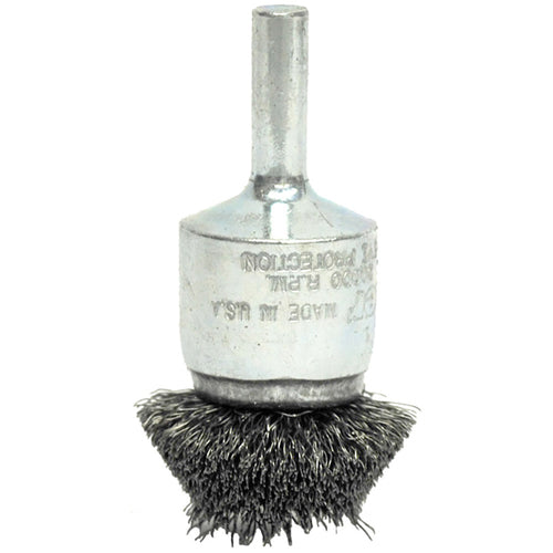 1-1/2″ Circular Flared Crimped Wire End Brush, .006″ Stainless Steel Fill - Exact Tool & Supply