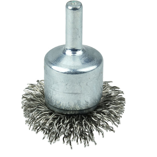 1-1/2″ Circular Flared Crimped Wire End Brush, .020″ Stainless Steel Fill - Exact Tool & Supply