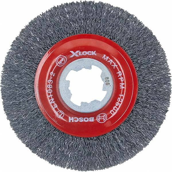 Bosch - 4-1/2" OD, 5/8" Arbor Hole, Crimped Carbon Wheel Brush - Exact Tool & Supply