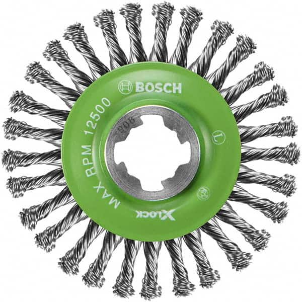 Bosch - 4-1/2" OD, 5/8" Arbor Hole, Knotted Stainless Steel Wheel Brush - Exact Tool & Supply