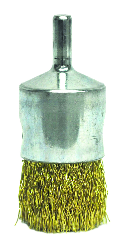 1" Crimped Wire End Brush - .0118 Brass - Non-Sparking Wire Wheel - Exact Tool & Supply