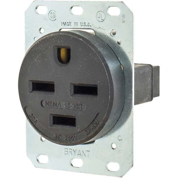 Bryant Electric - Straight Blade Receptacles Receptacle Type: Single Receptacle Grade: Industrial - Exact Tool & Supply