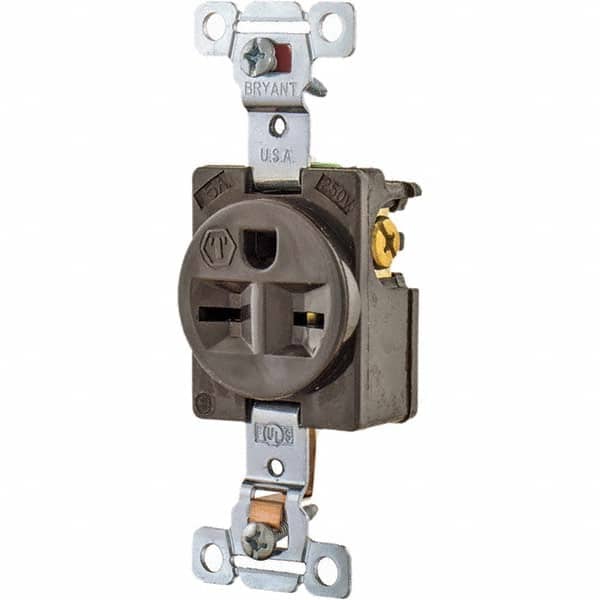 Bryant Electric - Straight Blade Receptacles Receptacle Type: Single Receptacle Grade: Industrial - Exact Tool & Supply