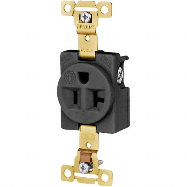 Bryant Electric - Straight Blade Receptacles Receptacle Type: Single Receptacle Grade: Industrial - Exact Tool & Supply