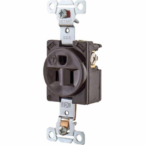 Bryant Electric - Straight Blade Receptacles Receptacle Type: Single Receptacle Grade: Industrial - Exact Tool & Supply