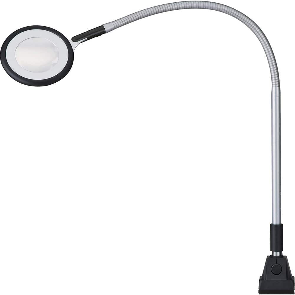 Waldmann Lighting - Task Lights; Fixture Type: Magnifying ; Color: Silver ; Lamp Type: LED ; Mounting Type: Screw Mount ; Adjustable Arm Type: Gooseneck ; Arm Length (Inch): 15.7 - Exact Tool & Supply