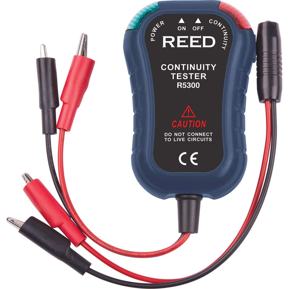 REED Instruments - Circuit Continuity & Voltage Testers; Tester Type: Circuit Continuity Tester ; Maximum Voltage: 9 VAC ; Minimum Voltage: 1 VAC ; Display Type: LED ; Power Supply: (1) 9V Battery ; Includes: Remote Probe; Battery - Exact Tool & Supply