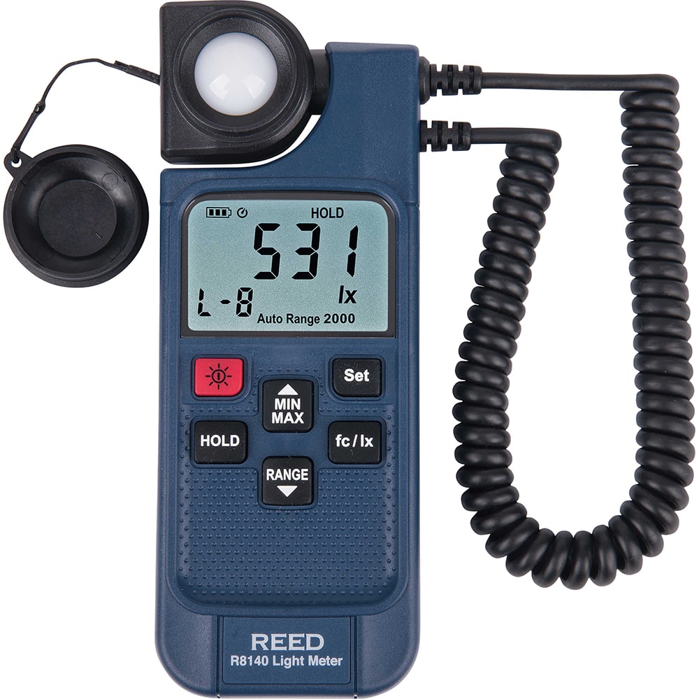 REED Instruments - Light Meters; Compatible Lighting: All Visible Light; LED ; Maximum Measurement (Lux): 199900 ; Maximum Measurement (FC): 19990 ; Minimum Measurement (Lux): 0 ; Minimum Measurement (FC): 0 ; Accuracy ? (%): 3 - Exact Tool & Supply