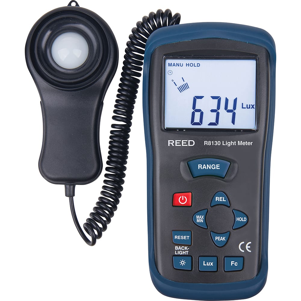 REED Instruments - Light Meters; Compatible Lighting: All Visible Light ; Maximum Measurement (Lux): 400000 ; Maximum Measurement (FC): 40000 ; Minimum Measurement (Lux): 0 ; Minimum Measurement (FC): 0 ; Accuracy ? (%): 5 - Exact Tool & Supply