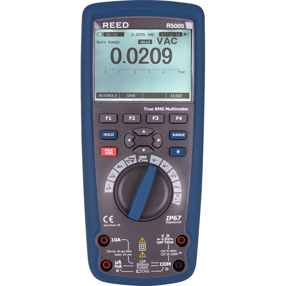 REED Instruments - Multimeters; Multimeter Type: Auto Ranging; Digital; Manual Ranging; True RMS; Wireless ; Measures: Capacitance; Current; Frequency; Milliamps; mVDC; Resistance; Temperature; Voltage ; CAT Rating: CAT III; CAT IV ; Maximum AC Voltage: - Exact Tool & Supply