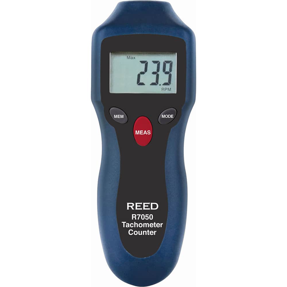 REED Instruments - Tachometers; Type: Non-Contact ; Minimum Measurement (RPM): 2.00 ; Maximum Measurement (RPM): 99999.00 ; Meter Length (mm): 160.00 ; Meter Length (Inch): 6.3000 ; Meter Length (Decimal Inch): 6.3000 - Exact Tool & Supply