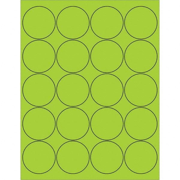Tape Logic - Pack of (20), 100 Sheet 2" x 2" Fluorescent Green Permanent Acrylic Laser Labels - Exact Tool & Supply