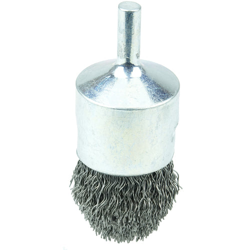 1″ Diameter × 1/4″ Shank - Crimped Steel Wire Controlled Flare End Brush