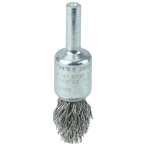 1/2″ Controlled Flare Crimped Wire End Brush, .020″ Stainless Steel Fill - Exact Tool & Supply