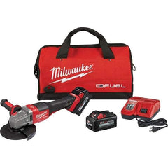 Milwaukee Tool - 4-1/2 - 6" Wheel Diam, 9,000 RPM, Cordless Angle & Disc Grinder - 5/8-11 Spindle, 18 Volts, 6 Amps, Side Exhaust - Exact Tool & Supply