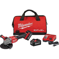 Milwaukee Tool - 4-1/2 - 6" Wheel Diam, 9,000 RPM, Cordless Angle & Disc Grinder - 5/8-11 Spindle, 18 Volts, 6 Amps, Side Exhaust - Exact Tool & Supply