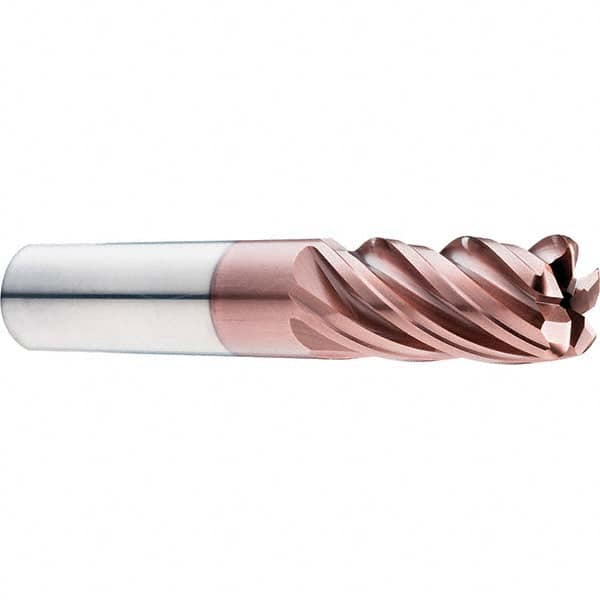 SGS - 3/4" Diam, Variable Pitch, 7/8" LOC, 5 Flute Solid Carbide Roughing Corner Radius End Mill - Exact Tool & Supply