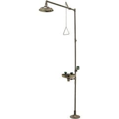 Haws - 25 GPM shower Flow, Drench shower & Eyewash Station - Bowl, Push Flag Activated, Stainless Steel Pipe, Stainless Steel Shower Head, Corrosion Resistant - Exact Tool & Supply