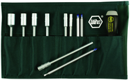 11 Piece - ESD Safe Interchangeable Blade Set - #10895 - Slotted 3.0-6.0; Phillips #0-2 & Inch 3/16-1/2" Nut Drivers In Canvas Pouch - Exact Tool & Supply