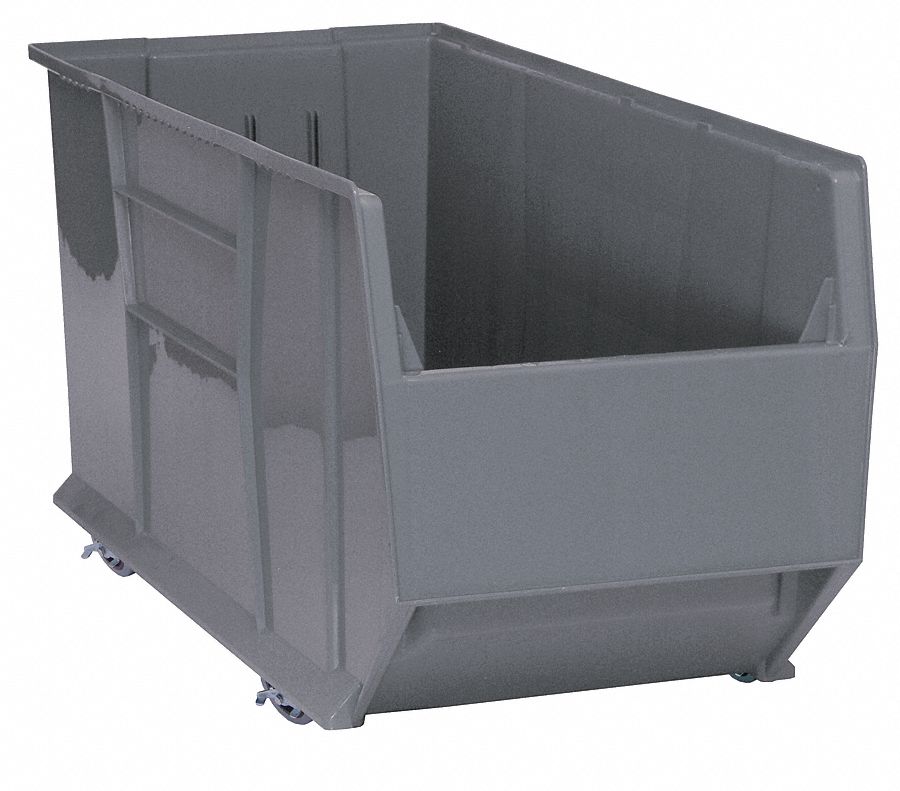Mobile Hopper Bin, Gray, 20-1/2"H x 41-7/8"L x 16-1/2"W, 1EA