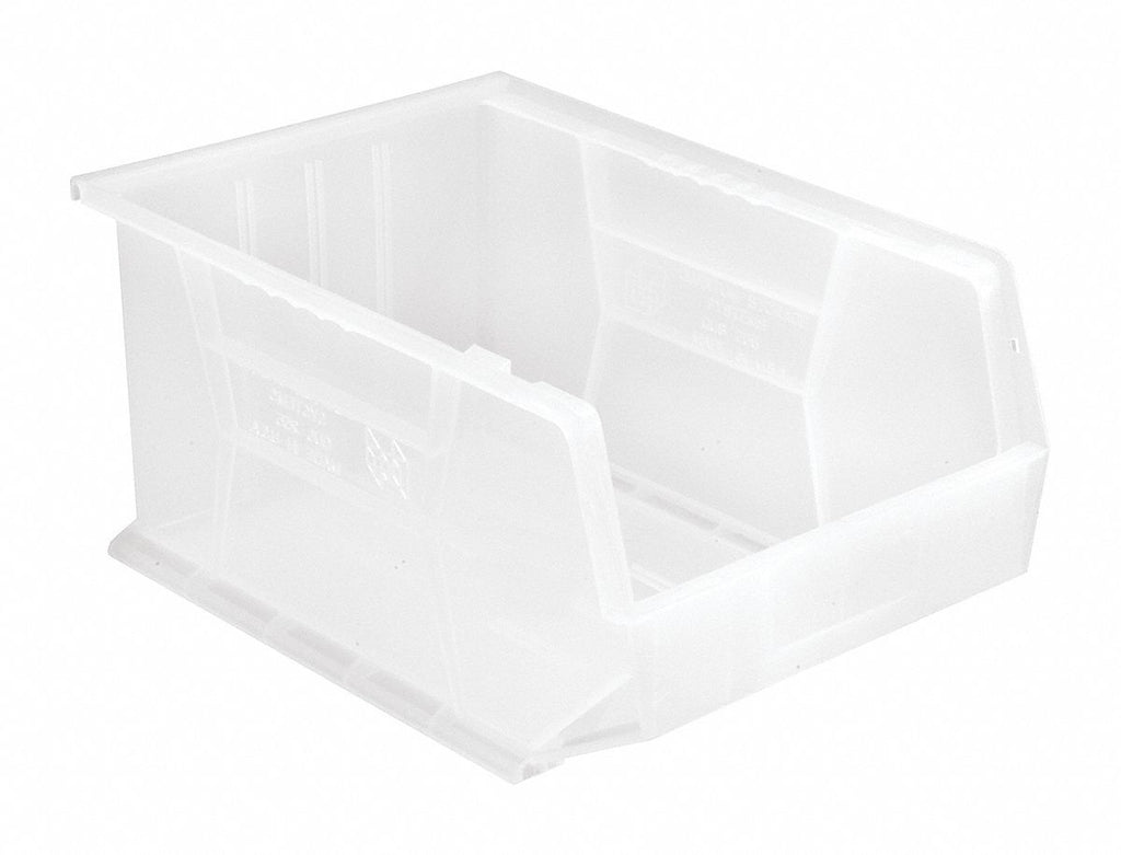 Hang and Stack Bin, Clear, 16" Outside Length, 11" Outside Width, 8" Outside Height