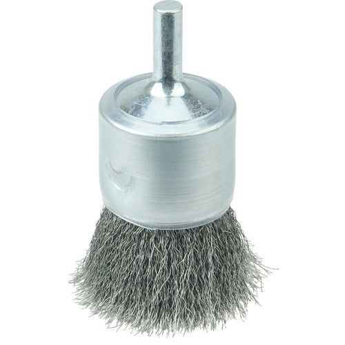 1″ Coated Cup Crimped Wire End Brush, .006″ Steel Fill - Exact Tool & Supply