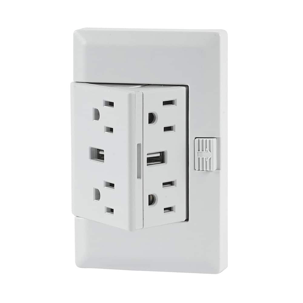 The OUTlet - Straight Blade Receptacles; Receptacle Type: Duplex Receptacle ; Grade: Residential ; Color: White ; NEMA Configuration: 5-15R ; Amperage: 15 ; Voltage: 120 - Exact Tool & Supply