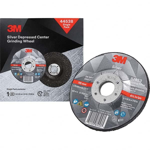3M - Depressed-Center Wheels Wheel Diameter (Inch): 4-1/2 Wheel Thickness (Decimal Inch): 0.2500 - Exact Tool & Supply