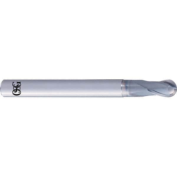 OSG - 1mm Diam, 0.8mm LOC, 2 Flute Solid Carbide Ball End Mill - Exact Tool & Supply