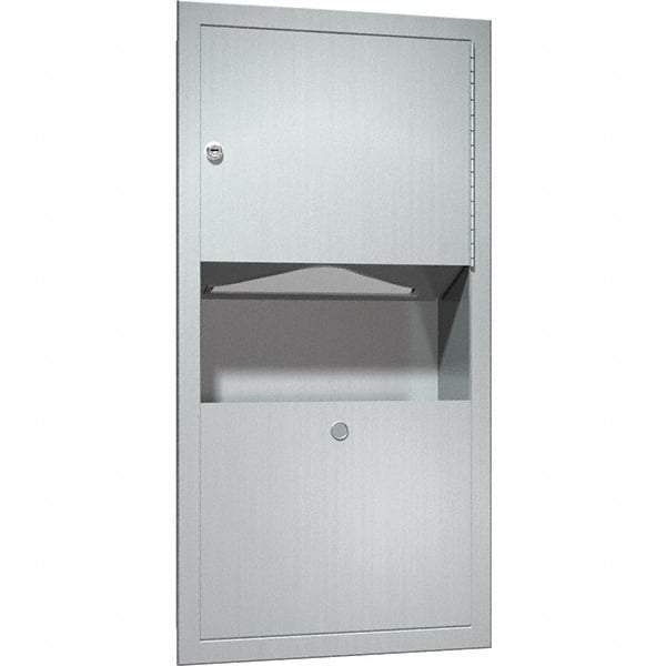 ASI-American Specialties, Inc. - Manual, Stainless Steel Paper Towel Dispenser with Receptacle - 350 C-Fold or 475 Multi-Fold, Silver - Exact Tool & Supply