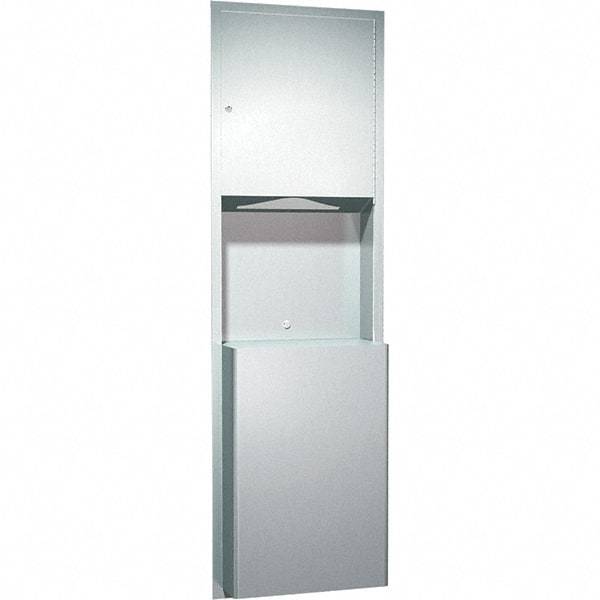 ASI-American Specialties, Inc. - Manual, Stainless Steel Paper Towel Dispenser with Receptacle - 600 C-Fold or 800 Multi-Fold, Silver - Exact Tool & Supply