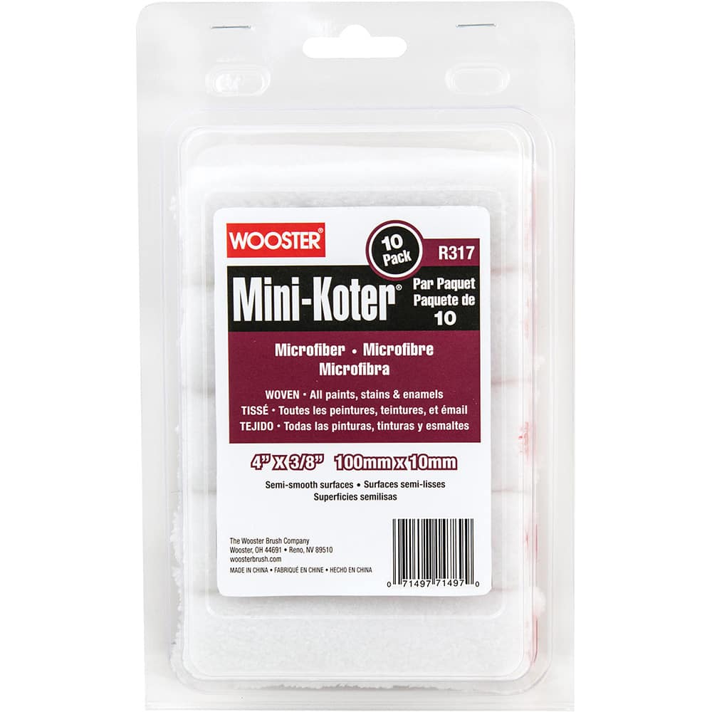 Wooster Brush - Paint Roller Covers; Type: Mini Roller ; Nap Size (Inch): 3/8 ; Nap Size (Decimal Inch): 0.3750 ; Width (Inch): 4 ; Texture: Semi-Smooth ; Material: Microfiber - Exact Tool & Supply