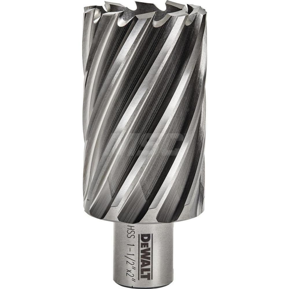 DeWALT - Annular Cutters; Cutter Diameter (Inch): 1/2 ; Cutter Diameter (Decimal Inch): 0.5000 ; Cutting Depth (Inch): 2 ; Shank Diameter (Inch): 3/4 ; Finish/Coating: Uncoated ; Cutter Material: High Speed Steel - Exact Tool & Supply