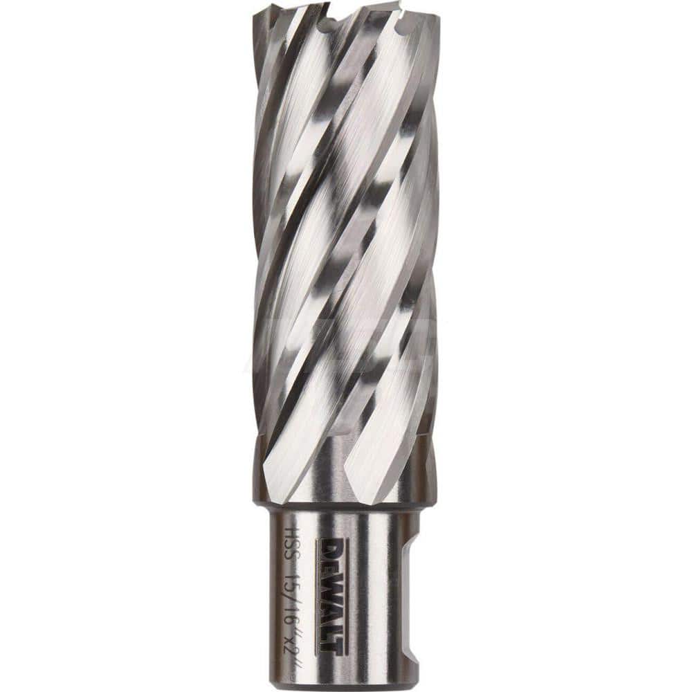 DeWALT - Annular Cutters; Cutter Diameter (Inch): 15/16 ; Cutter Diameter (Decimal Inch): 0.9380 ; Cutting Depth (Inch): 2 ; Shank Diameter (Inch): 3/4 ; Finish/Coating: Uncoated ; Cutter Material: High Speed Steel - Exact Tool & Supply