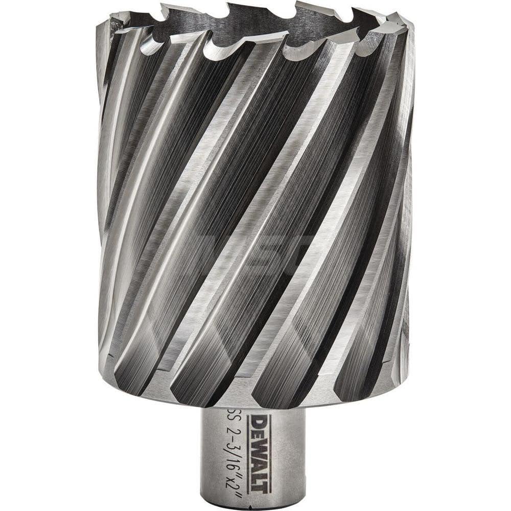 DeWALT - Annular Cutters; Cutter Diameter (Inch): 2-3/16 ; Cutter Diameter (Decimal Inch): 2.1880 ; Cutting Depth (Inch): 2 ; Shank Diameter (Inch): 3/4 ; Finish/Coating: Uncoated ; Cutter Material: High Speed Steel - Exact Tool & Supply