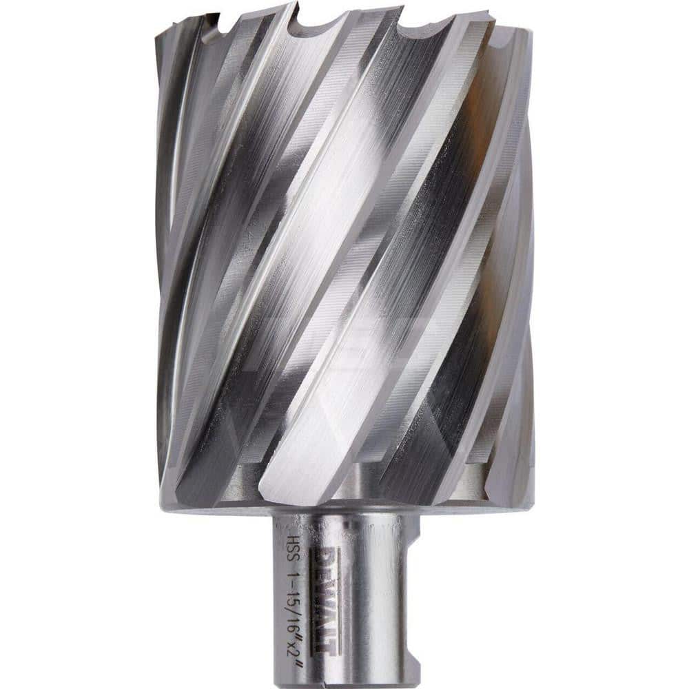 DeWALT - Annular Cutters; Cutter Diameter (Inch): 1-15/16 ; Cutter Diameter (Decimal Inch): 1.9380 ; Cutting Depth (Inch): 2 ; Shank Diameter (Inch): 3/4 ; Finish/Coating: Uncoated ; Cutter Material: High Speed Steel - Exact Tool & Supply