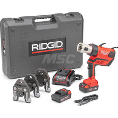 Ridgid - Benders, Crimpers & Pressers; Type: Presser ; Maximum Pipe Capacity (Inch): 4 ; Minimum Pipe Capacity: 1/2 (Inch); Overall Length (Inch): 11 ; Includes: RP 350 Press Tool; (2) 18V 2.5Ah Lion Batteries; 18V Charger; Carrying Case; 1/2" to 1" ProP - Exact Tool & Supply