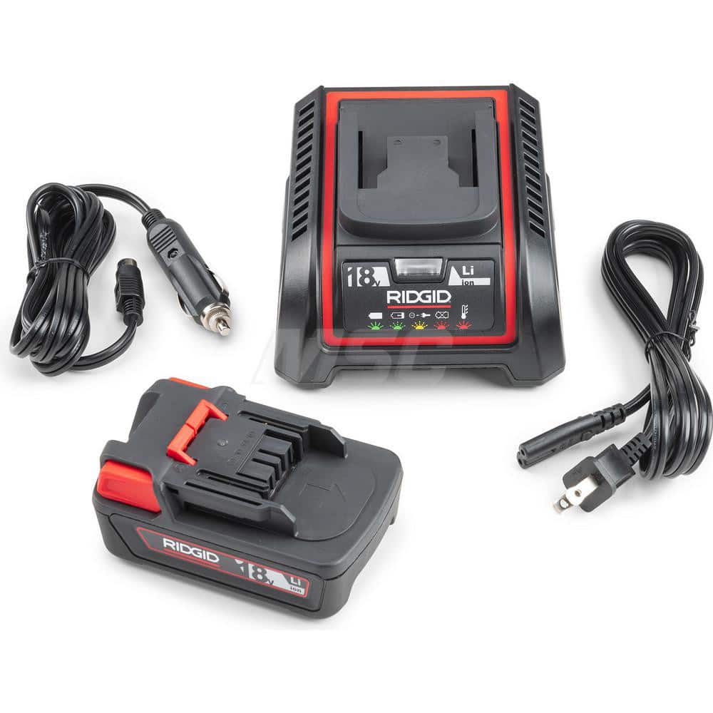 Ridgid - Power Tool Chargers; Voltage: 18 ; Battery Chemistry: Lithium Ion ; Number of Batteries: 1 ; For Use With 1: RIDGID 18V Cordless Products ; Time to Charge (Minutes): 45.00 ; Battery Included: Yes - Exact Tool & Supply