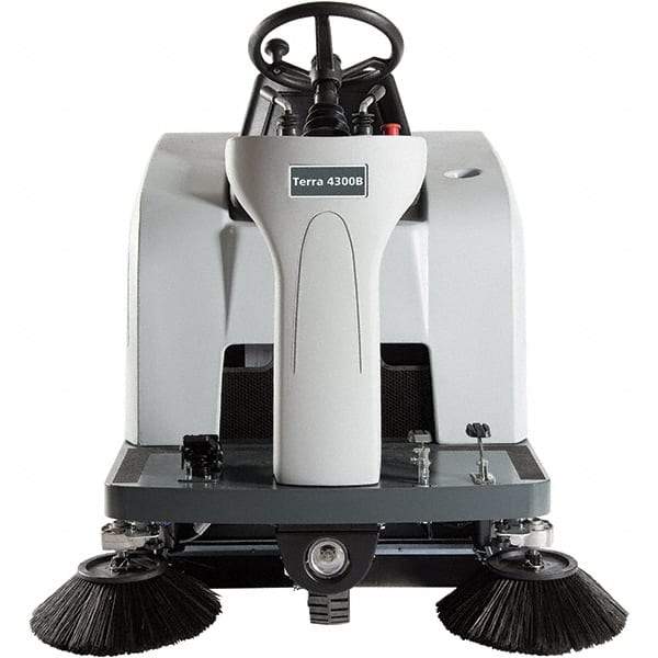 Advance - 46" Cleaning Width, Battery Powered Walk Behind & Sweeper - 0.8 hp, 420 RPM, Series Terra 4300B - Exact Tool & Supply